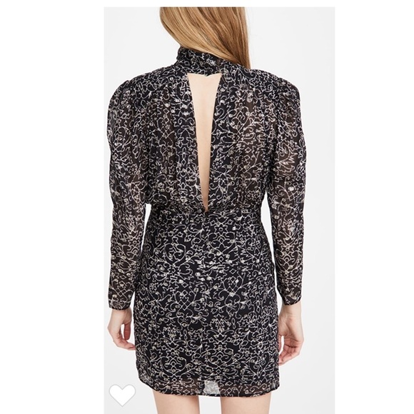 Ba&sh | Acia Metallic Embroidery Open Back Long Sleeve Dress Size 0 NEW - Picture 3 of 16